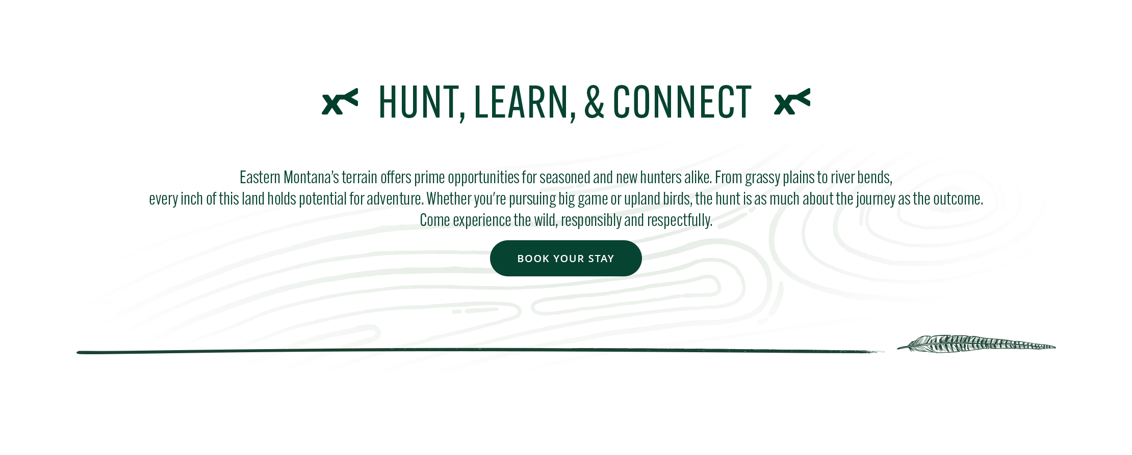 graphic with green text 'hunt, learn, and connect'