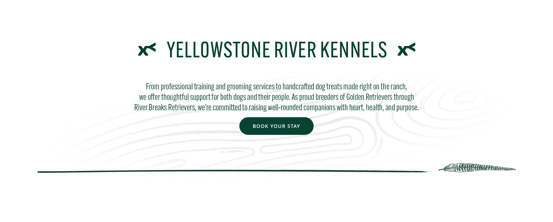 Promotional banner for Yellowstone River Kennels with text and logo on a white background